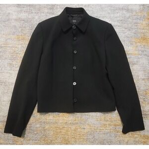 Zanella Women's Sonia‎ Wool Stretch Black Blazer Size 8 Made In Italy 🇮🇹